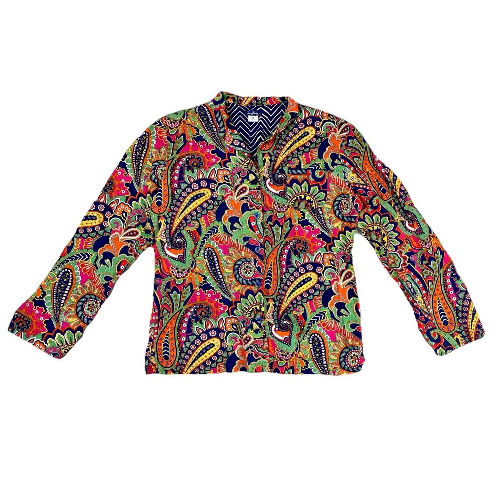 Vera Bradley Women M Vintage Button Up Shirt Paisley Colorful Psychedelic Fun